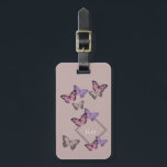 Feminine Butterfly Pattern w. Monogram - Pink Grey Luggage Tag<br><div class="desc">Personalise this feminine luggage tag with your monogram - the template is set up ready for you to add your initial and/or your name. This stylish design features pretty butterflies and an elegant colour palette of dusty rose pink and grey. Please browse our store for matching travel accessories and coordinating...</div>