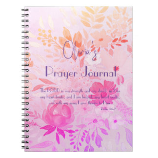 Feminine Cheerful Pink Purple Floral Faith Prayer Notebook