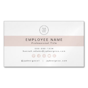 Feminine Chic Blush Pink Small Business Employee Magnetic Business Card