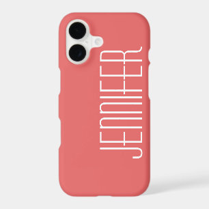 Feminine Chic Coral Pink, Minimalist Jumbo Name