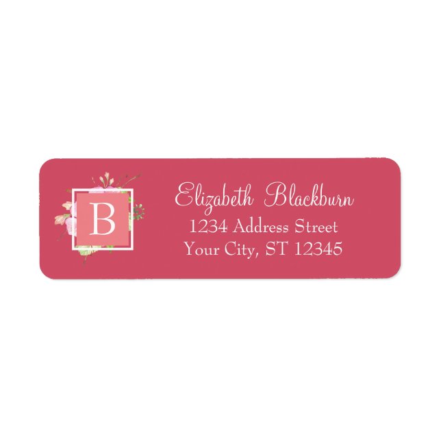 Feminine Chic Floral Monogrammed Return Address (Front)