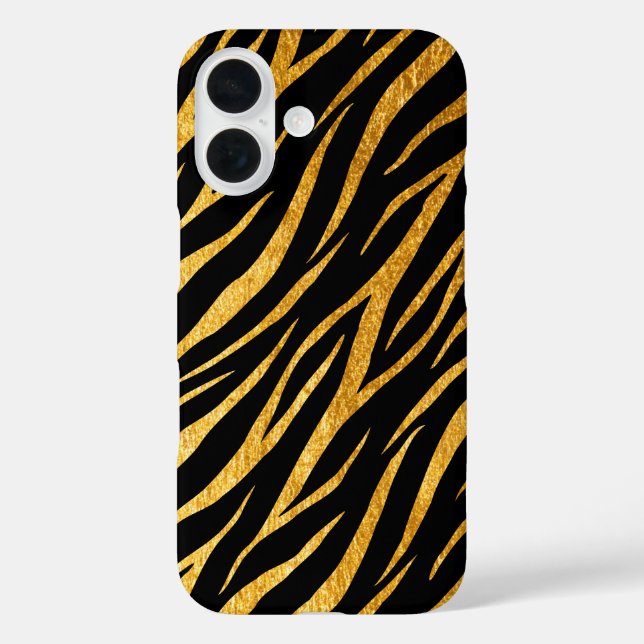 Feminine Chic Luxury Black Gold Classy Zebra Print Case-Mate iPhone Case (Back)
