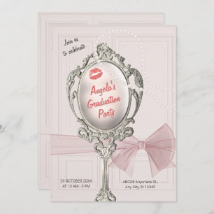 Feminine classic vintage graduation invitation