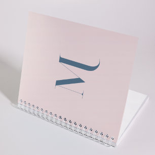 Feminine Clean Blush Pink Typography Monogram  Notebook