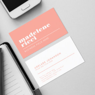 Feminine Colour Minimalist Company Name on Peach Business Card