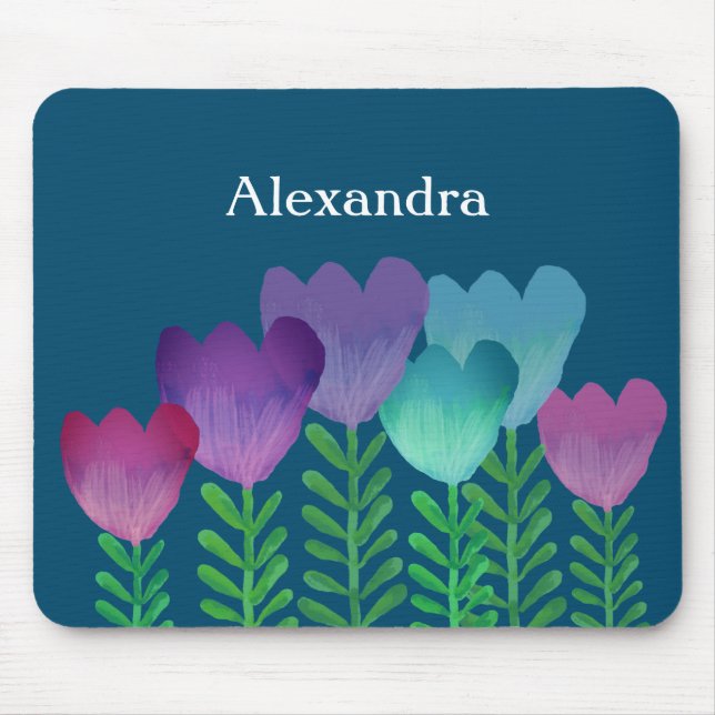 Feminine Colourful Floral Custom  Mouse Mat (Front)