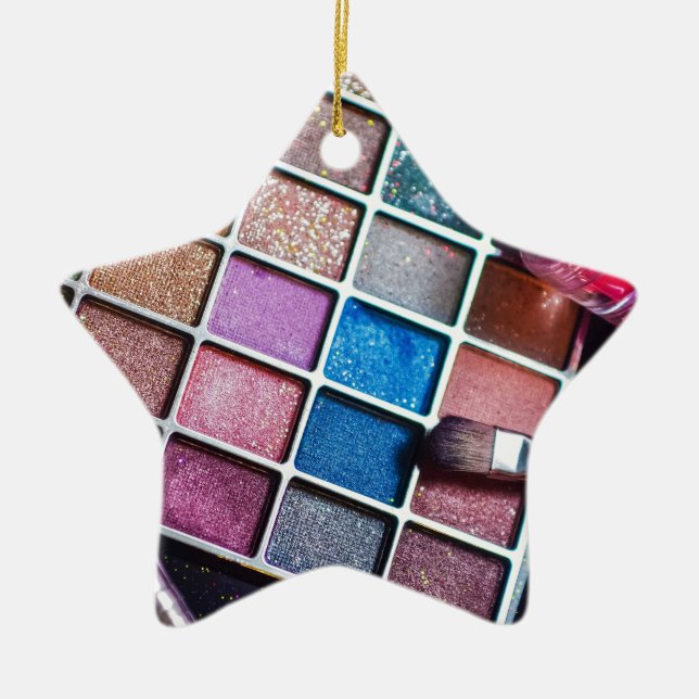 Feminine Colourful Makeup Artist Ceramic Tree Decoration (Front)