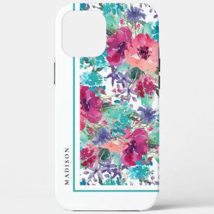 Feminine Colourful Watercolor Floral Pattern iPhone 12 Pro Max Case