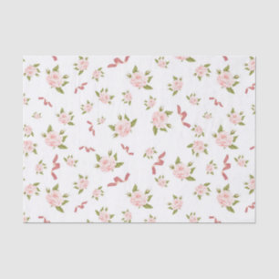 Feminine Coquette Aesthetic Floral Pink Ribbon  Tissue Paper