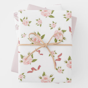 Feminine Coquette Vintage Floral Birthday Party Wrapping Paper Sheet
