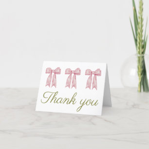 Feminine Coquette Watercolor Pink Bow  Thank You Card