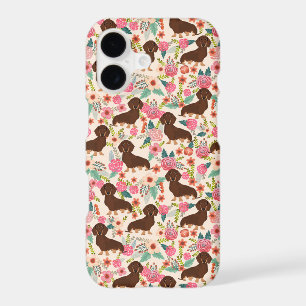 Feminine Dachshund vintage floral pattern