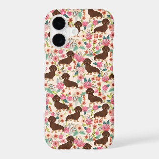 Feminine Dachshund vintage floral pattern