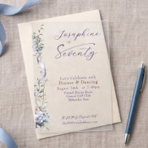 Feminine Dusty Blue Wildflower 70th Birthday