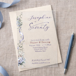 Feminine Dusty Blue Wildflower 70th Birthday Acrylic Invitations