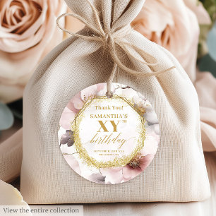 Feminine Dusty Pink Ivory Gold Birthday Favor Tags