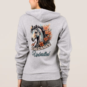 Feminine Elegance: Horse with Floral Necklace Tatt Hoodie