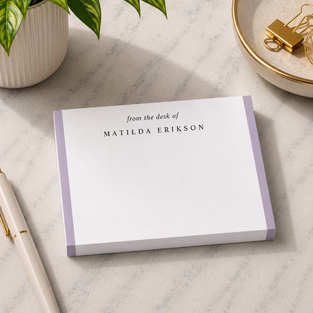 Feminine Elegant Chic Lilac Lavender Sticky Post-it Notes (From the desk of stationery sticky notes for coworkers, teachers, solopreneurs, and writers.)