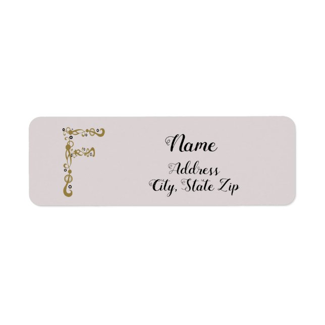 Feminine Elegant Gold Letter F Monogram Initial (Front)