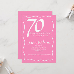 Feminine Elegant Pink Script 70th Birthday Invitation