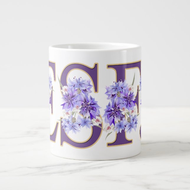 Feminine ESFJ Floral Letter MBTI Giant Coffee Mug (Front)