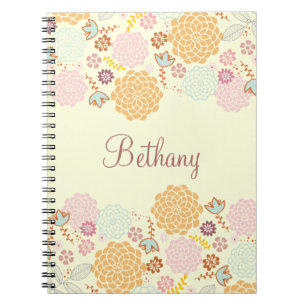 Feminine Fancy Modern Floral Personalised Notebook