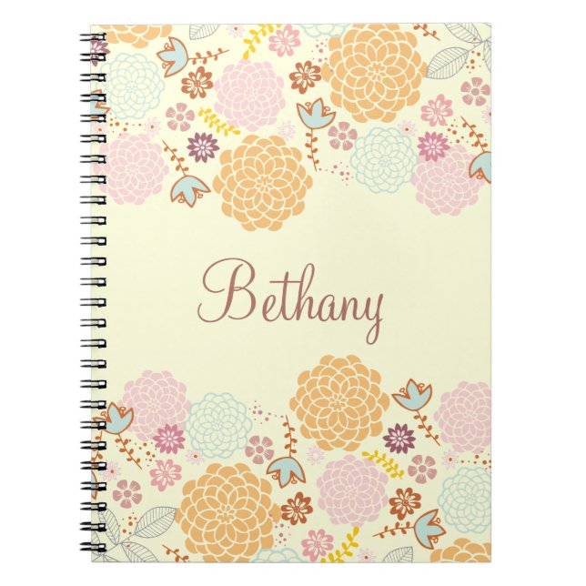 Feminine Fancy Modern Floral Personalised Notebook (Front)