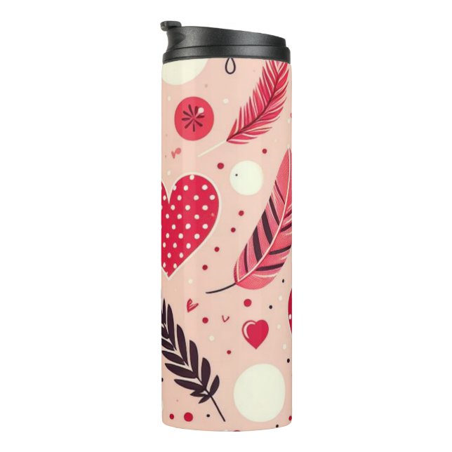 Feminine Feather and Love Design Thermal Tumbler (Rotated Right)