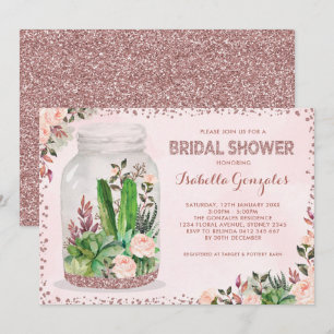 Feminine Fiesta Bridal Shower Floral Terrarium Invitation