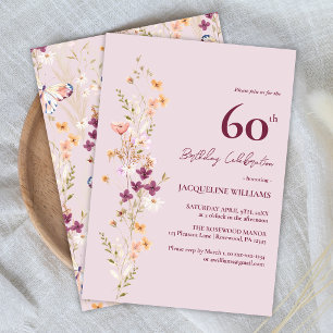 Feminine Floral 60th Birthday Invitation