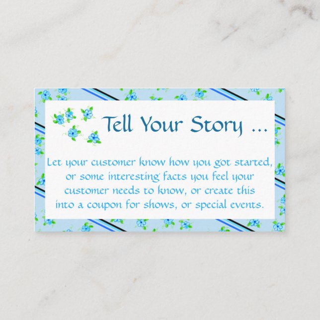 Feminine Floral Blue Discount Card (Back)