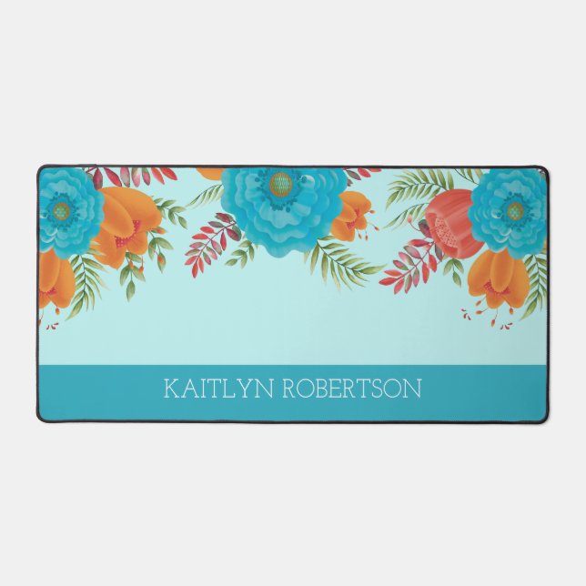 Feminine Floral Desk Mat Personalised (Front)