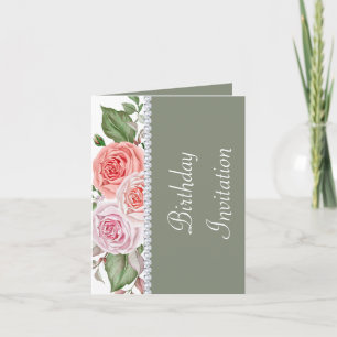Feminine Floral & Diamond 30th Birthday Invitation