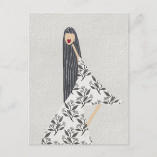 Feminine Floral Glam Fashion Illustration Art Postcard