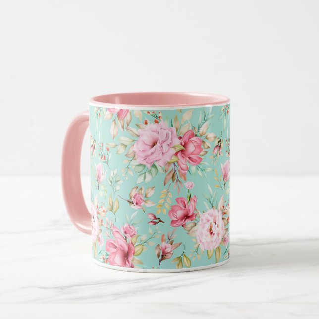 Feminine Floral Pattern Mug (Front Left)