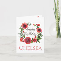 Feminine Floral Poppy Birthday Card For Her