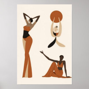 Feminine Flow Modern Abstract Woman Figure Wall Poster