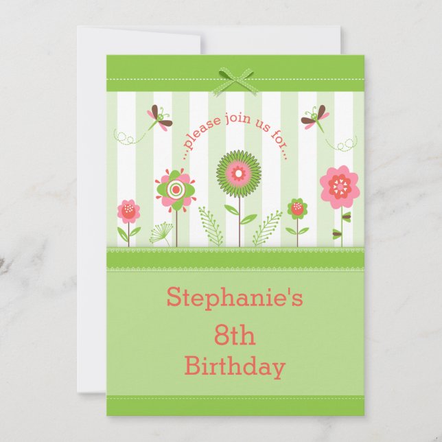 Feminine Flower Garden Birthday Party Invitation (Front)