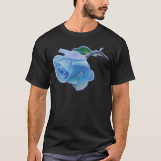 Feminine Frozen Winter Snowflake Blue Rose T-Shirt