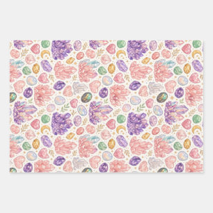 Feminine Gemstone Seamless Pattern Wrapping Paper Sheet