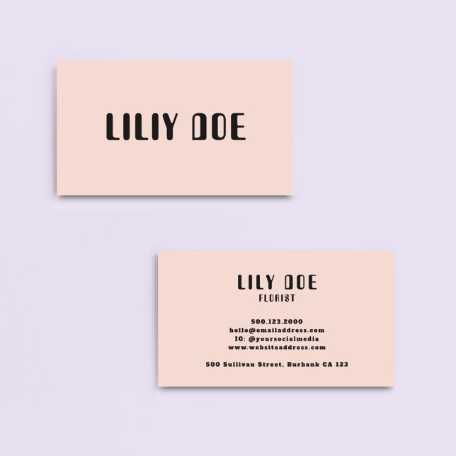 Feminine Girly Pink & Black Bold Script Font  Business Card (Creator Uploaded)