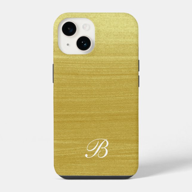 Feminine Gold Paint with Initial Monogram iPhone Case (Back)
