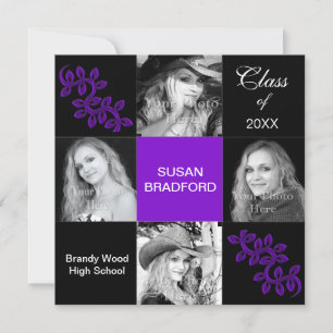 Feminine Graduation Party/Invitation/Purple, Year Invitation