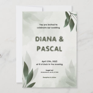 Feminine Green Wedding Invitation