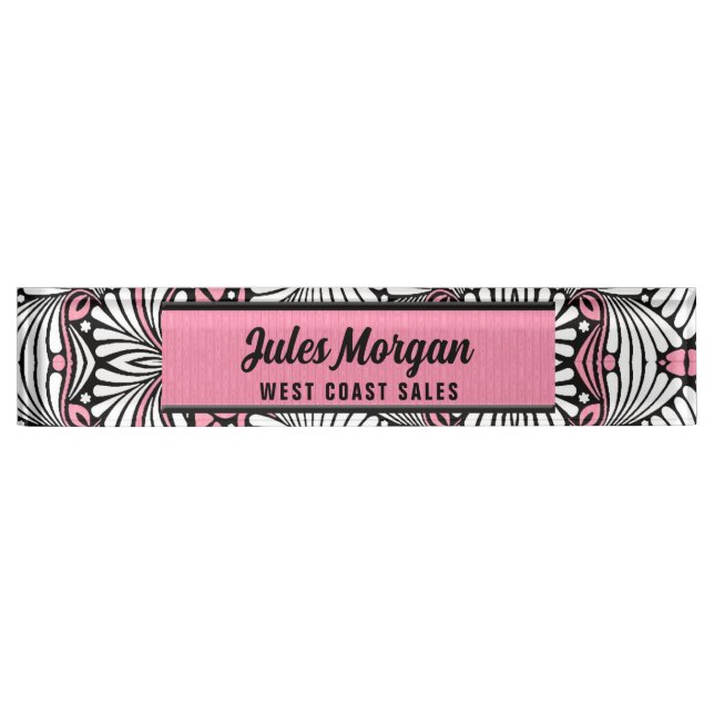 Feminine Hues in Pink, White and Black Nameplate (Front)