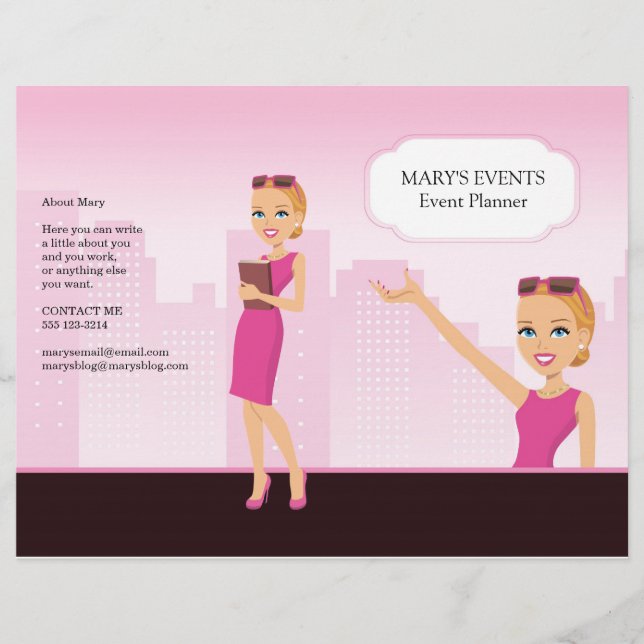 Feminine Illustrated Flyer - Unfolded (You fold it (Front)