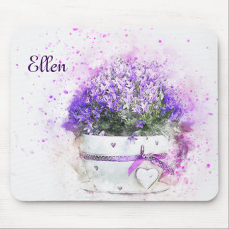 Feminine, lavender and purple flowers bouquet mouse mat