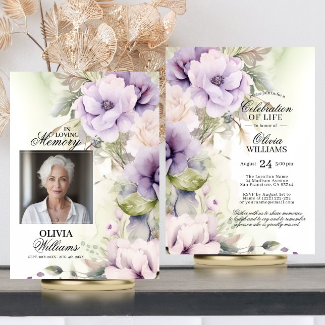 Feminine Lavender Celebration of Life | PHOTO Invitation (Feminine Lavender Celebration of Life  PHOTO Invitation)