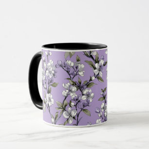 Feminine Lavender Lilac Blossom Floral Pattern Mug