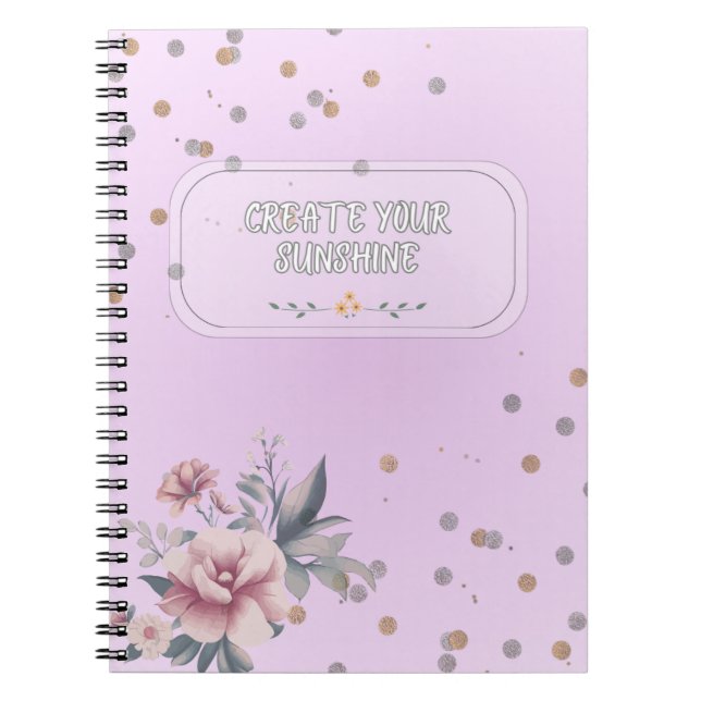 Feminine Light Purple Floral Spiral Notebook (Front)